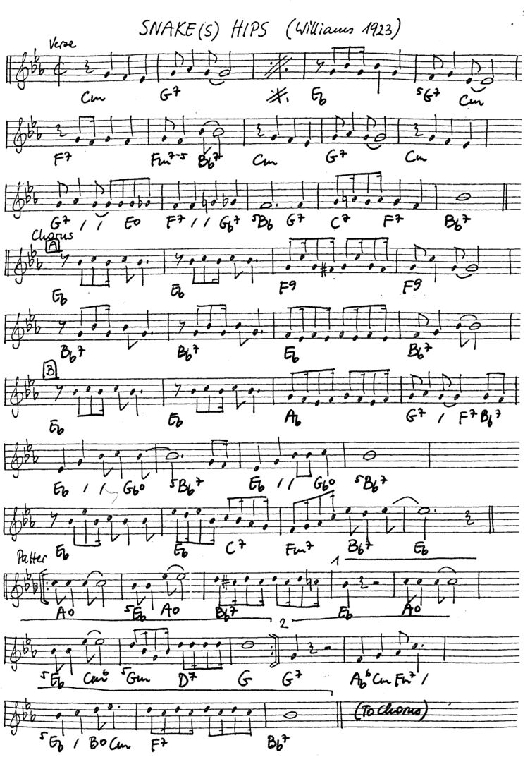 snakes hips leadsheet – book us for your next 20s or gatsby event